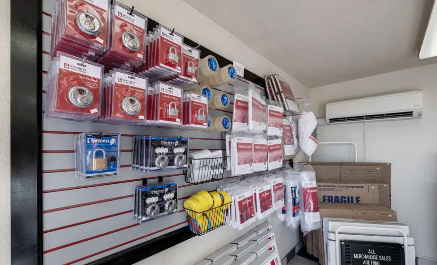 Boxes, locks, and moving supplies available for purchase at our South Vacaville facility