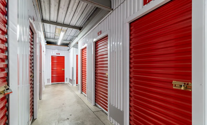 Interior hallway of self storage units at our South Modesto facility on Woodland Ave