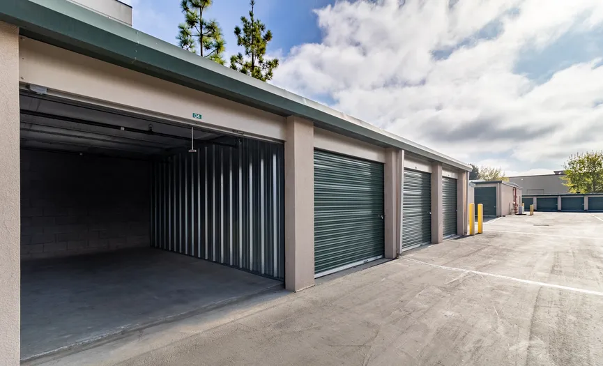 Ground floor drive-up storage units at a secure storage facility in South Napa
