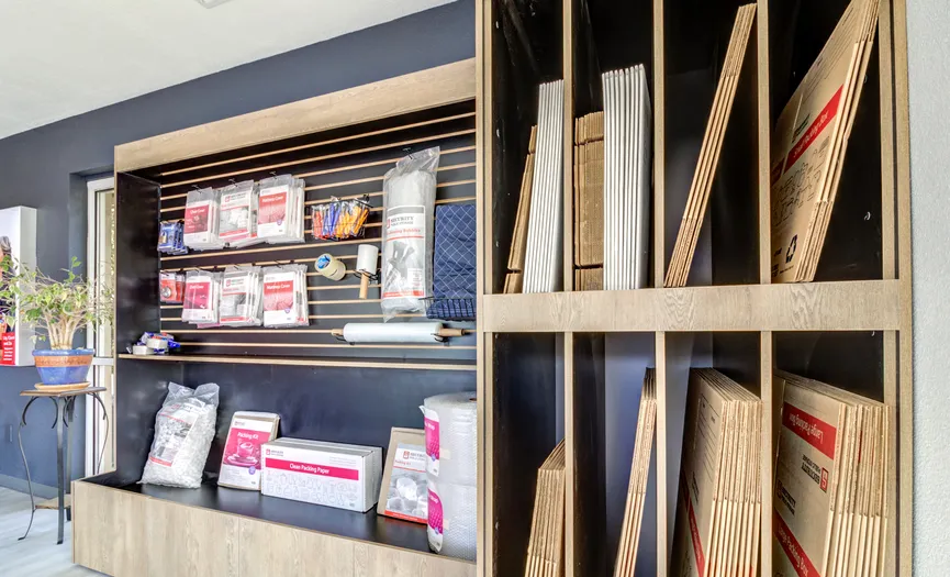 Boxes, locks, and moving supplies available for self storage customers at Security Public Storage in Napa