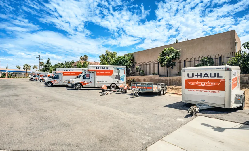 Moving trucks available to rent at Security Public Storage in Moreno Valley near Sunnymead Boulevard
