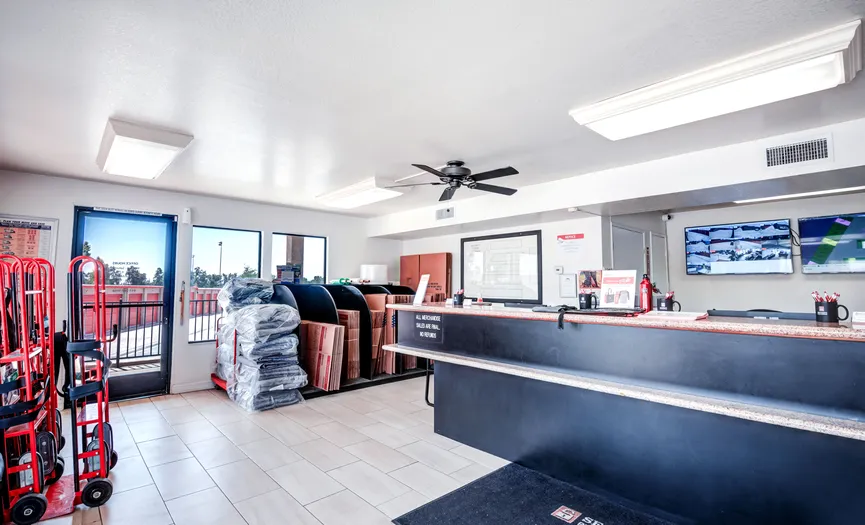 Main office where on-site managers assist customers with storage units in Moreno Valley