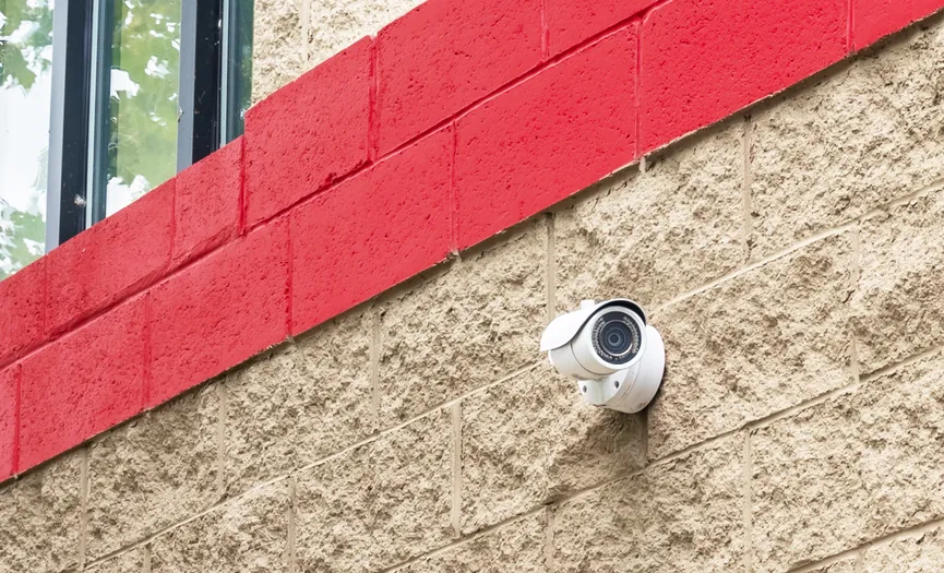 Security camera monitoring secure storage units at Security Public Storage in Ashburn VA