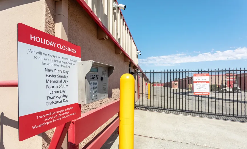 Keypad for electronic gate access at a secure self storage facility in Fairfield