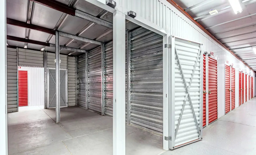 Inside view of an indoor storage unit at a secure storage facility in Fairfield