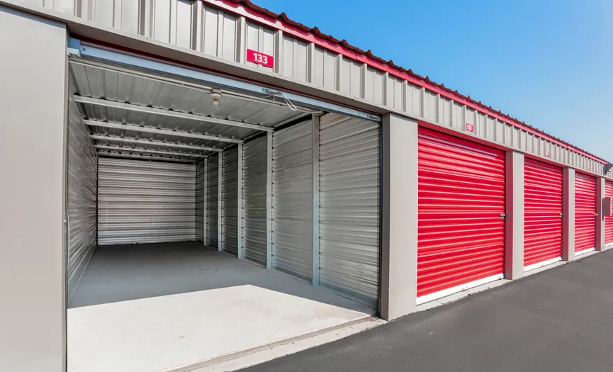 Interior view of a drive-up storage unit at Security Public Storage in Riverbank near Claribel Road