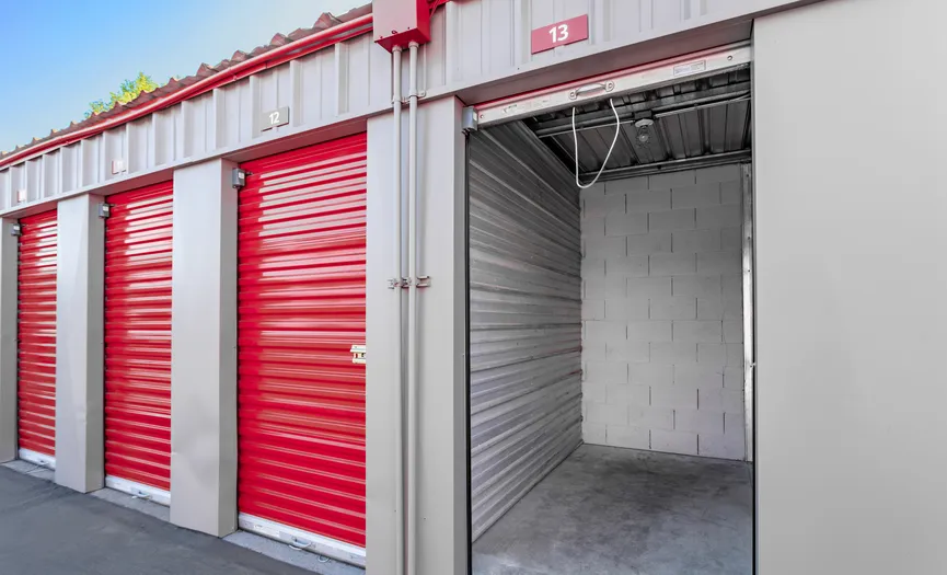 Interior view of a ground-level storage unit at Security Public Storage in Riverbank