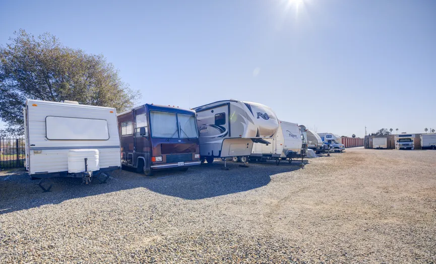 Outdoor RV parking area at Security Public Storage on Fruitridge Rd in Sacramento serving South Sacramento residents