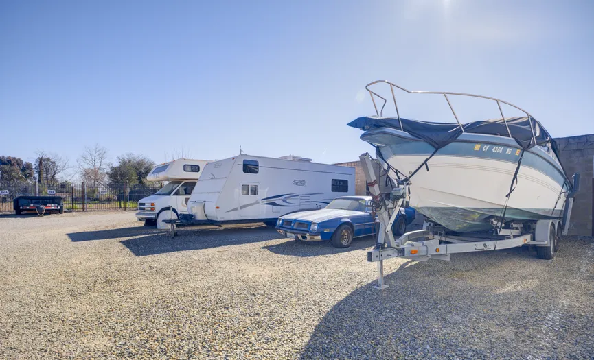 Boat and RV storage parking lot at the Fruitridge Rd Security Public Storage location in Sacramento CA