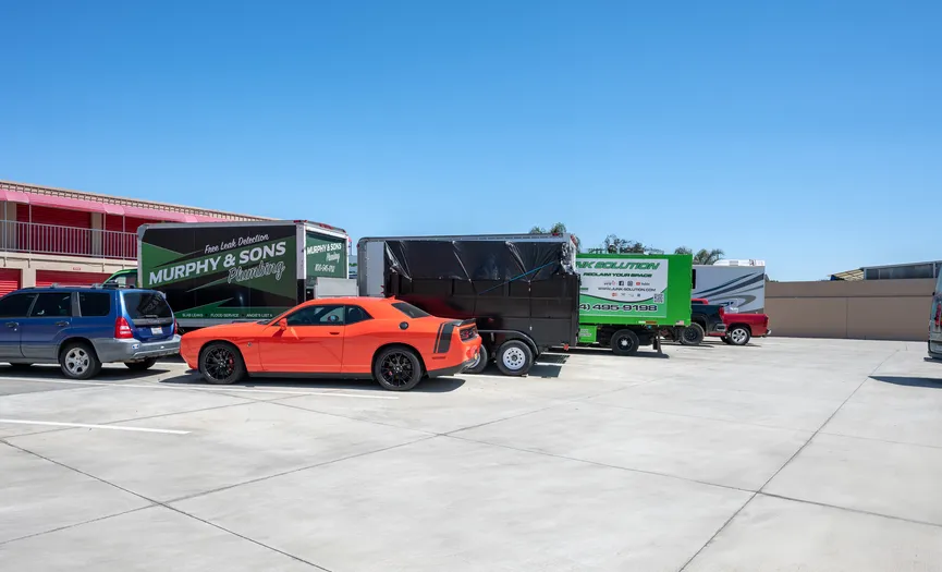 Boat and RV parking offering secure vehicle storage at Security Public Storage in Huntington Beach near Beach Boulevard
