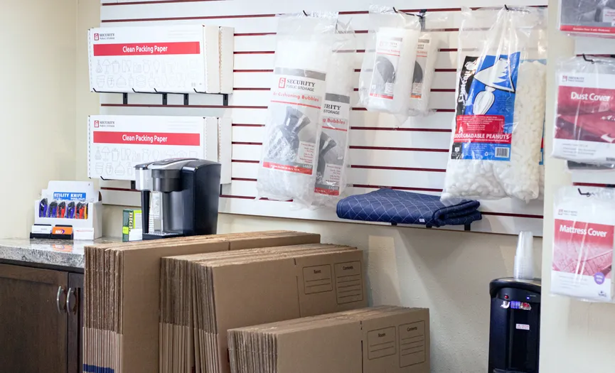 Boxes, locks, and moving supplies for sale at Security Public Storage in Walnut Creek