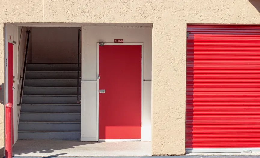 Exterior storage units with stair access at Security Public Storage in Walnut Creek near Contra Costa Centre