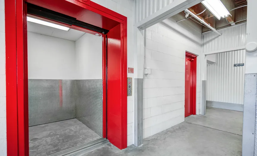 Elevator providing easy access to indoor storage units at Security Public Storage in Oceanside CA