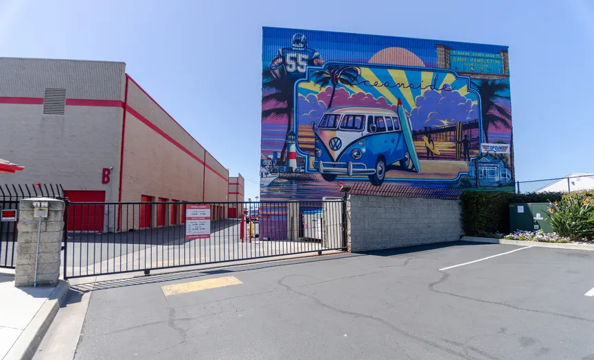 Electronic gate with keypad entry providing secure access at Security Public Storage in Oceanside CA