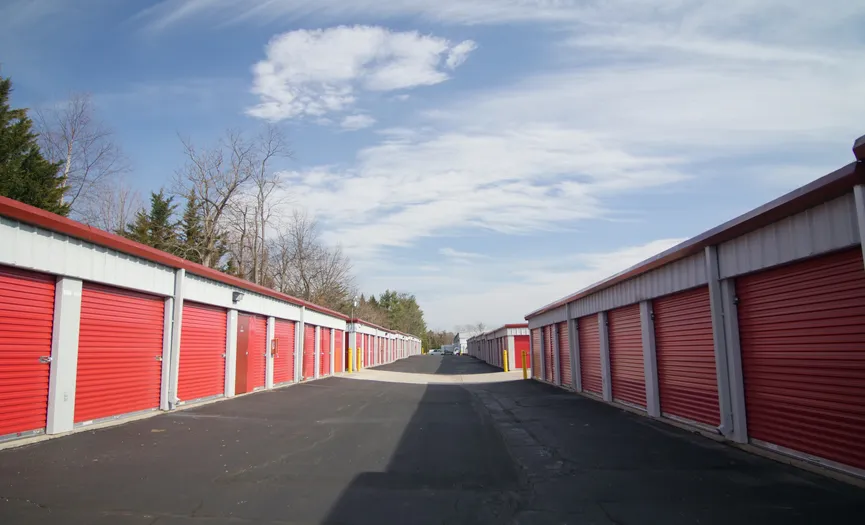 Ground-level drive-up storage units at Security Public Storage near Downtown Herndon