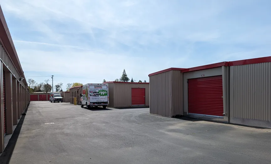 Ground-level outdoor storage units at Security Public Storage in North Santa Rosa