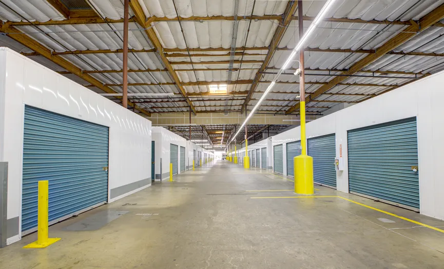 Indoor drive up storage units at the Security Public Storage facility on Franklin Blvd in South Sacramento near Valley Hi