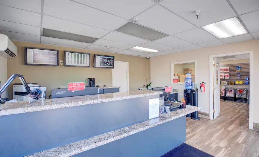 Main office at the Security Public Storage facility on Power Inn Rd in Sacramento where onsite managers assist customers