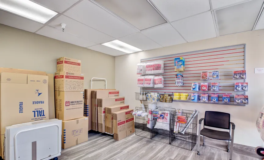Boxes, locks, and moving supplies for sale at Security Public Storage on Power Inn Rd in Sacramento serving Southeast Sacramento residents