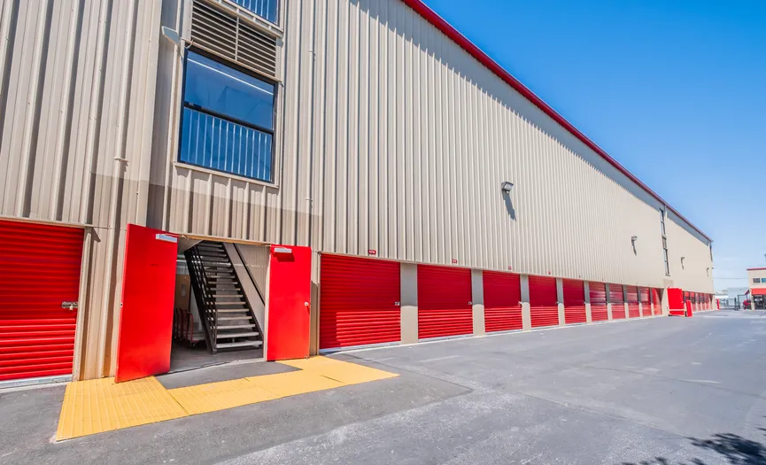 Outdoor drive-up storage units at Security Public Storage in San Mateo near Hillsdale Shopping Center