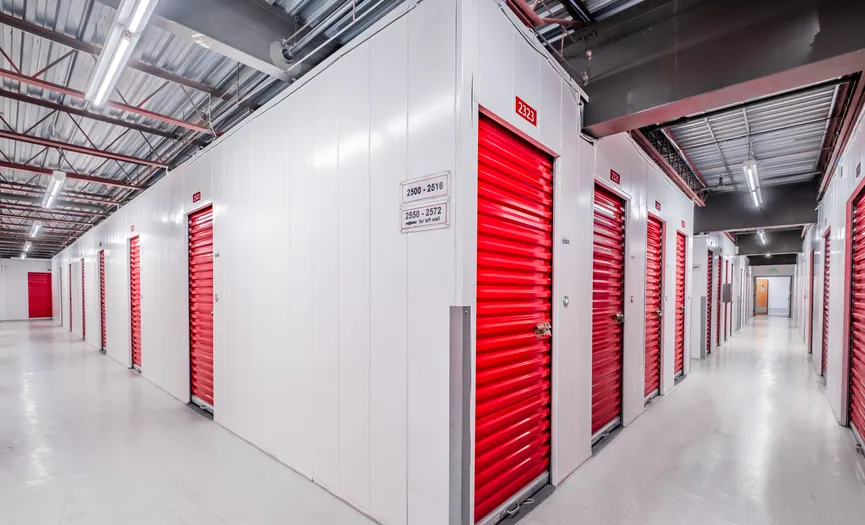 Indoor storage units at Security Public Storage in the Bay Meadows area of San Mateo