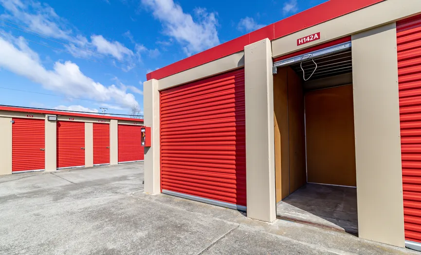 Interior view of outdoor storage units at Security Public Storage in Vallejo along Sonoma Boulevard