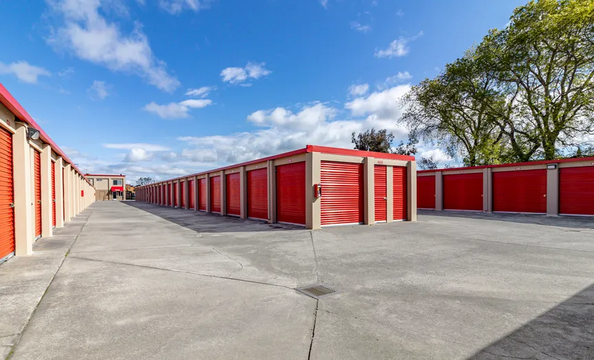 Ground-level drive-up storage units at Security Public Storage, a convenient storage facility in Vallejo