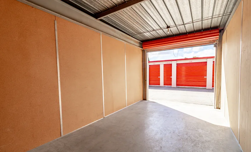 View from inside a drive-up storage unit at Security Public Storage in North Vallejo
