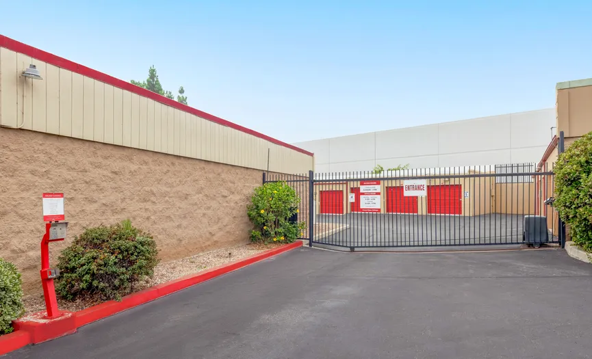 Electronic gate with keypad entry at Security Public Storage in the Brea Industrial Area