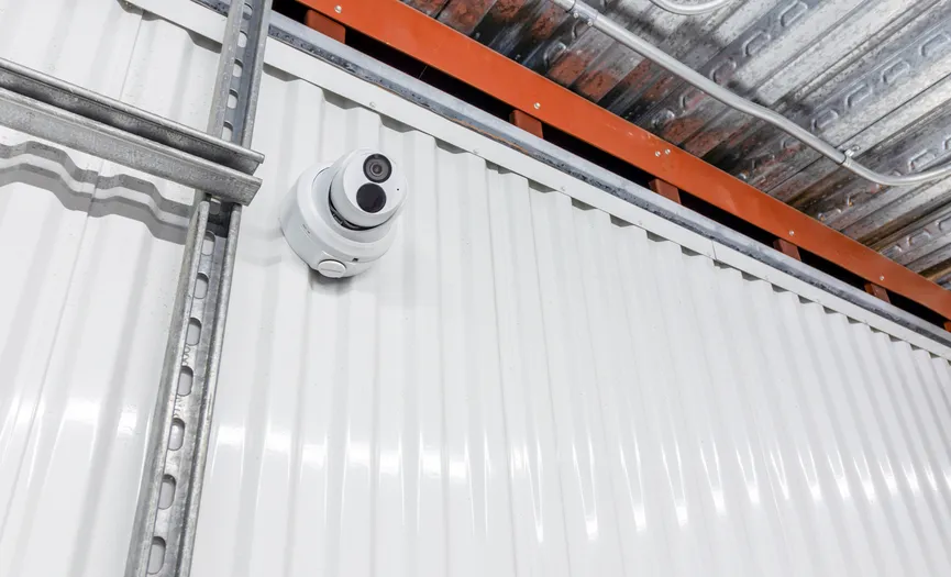 Security camera monitoring secure self storage units at Security Public Storage near Carter Street in Daly City