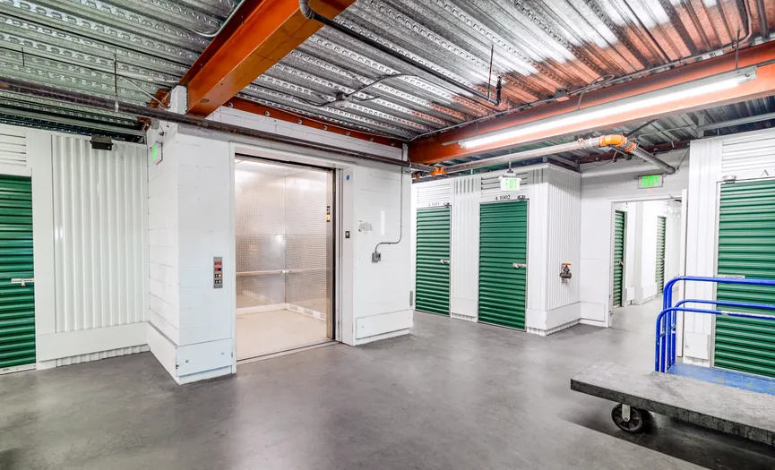 Elevator access for climate controlled storage units at Security Public Storage in South Daly City near Carter Street