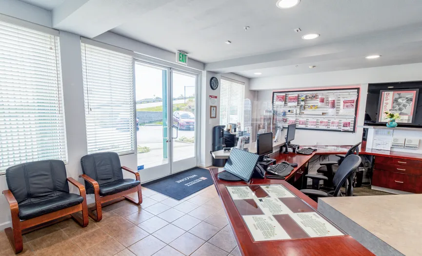 Main office with boxes, locks, and moving supplies at Security Public Storage in South Daly City
