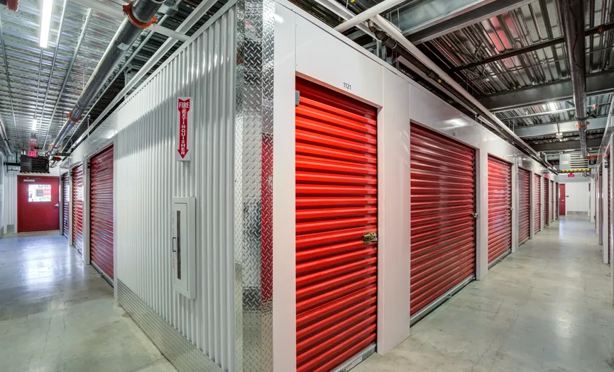 Indoor self storage units inside a secure storage facility near the Pearl District in Portland, OR