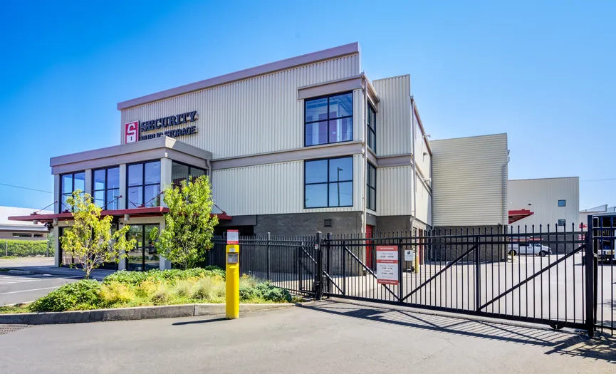 Electronic gate entrance at a secure self storage facility near NW 23rd in Portland, OR