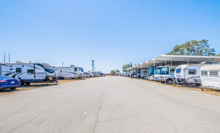 Covered boat and RV storage available at our East Roseville facility near Westfield Galleria