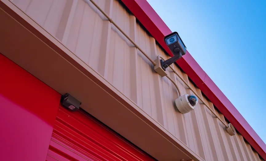 Security camera monitoring secure storage units at Security Public Storage in North Ceres