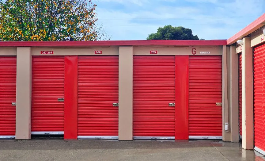 Drive-up storage units with easy vehicle access at a Hayward CA self storage facility near Union City