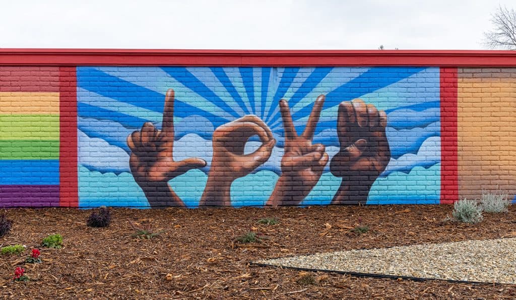 LOVE in sign language mural in Vallejo, California, USA